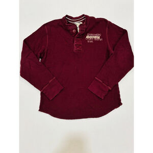 Abercrombie Maroon Long Sleeve Henley crew Neck Long Sleeve Top, Boys Medium